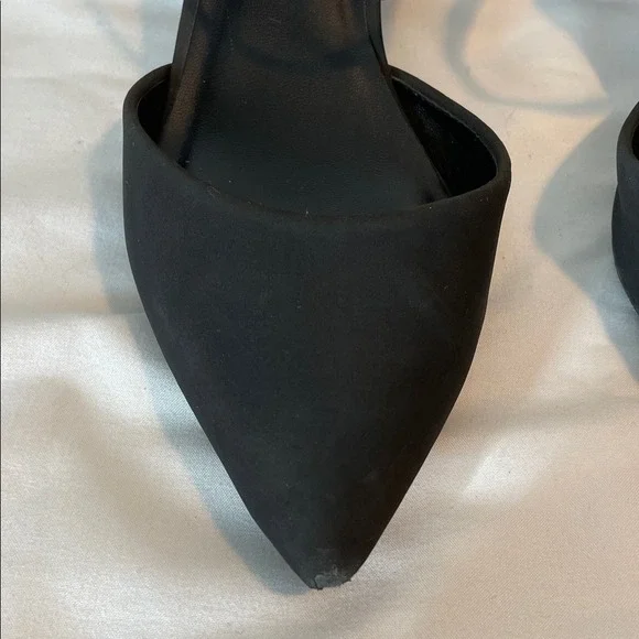 Call It Spring‎ Vegan Suede Block Heel Mules Womens Black Good Pointed Toe Pump - Picture 6 of 9